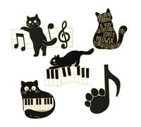 Baluue 5 pièces Broches Chat Émail Musicales Kawaii Lot de Pins Décoratifs Notes de Musique Accessoires Mode pour Vêtements Sacs et Vestes