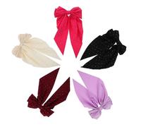Baluue 5 Pièces Large Rhinestone Hair Bow Clips For Women Vintage Big Bowknot Barrettes With Long Tails Elegant Satin Ribbon Hair Accessories In Multiple Colors