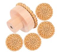 Baluue 5 pièces Lot de Crochets Muraux Rotin Naturel Multifonctionnels pour Suspendre Serviettes Manteaux Clés Supports Décoratifs pour Rangement Intérieur et Extérieur