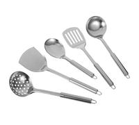 Baluue 5 pièces Set d'Ustensiles de Cuisine en Acier Inoxydable Outils Résistants avec Cuillère Fendue Spatule Fendue Cuillère de Taille Importante et Louche Ergonomique et Polyvalent