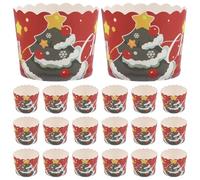 Baluue 50 Caissettes à Cupcakes de Noël en Papier, Rouge Décor Étoile et Sapin, Jetables, Compatibles Four, Emballages pour Pâtisserie Festifs, Décoration de Fête et Dessert