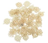 Baluue 50 pièces Baroque Style Filigree Hollow Metal Charms Connectors For DIY Jewelry Making Double Hole Flat Chinese Knot Pendant Links Alloy For Earrings And Bracelets