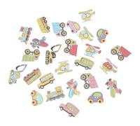 Baluue 50 pièces Boutons Bois Colorés Dessin Animé pour Couture et Bricolage Décoration DIY Vêtements Assortiment Transport Ludique Boutons Artisanat Mixtes