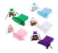 Baluue 50 pièces Sachets Organza Mix Couleurs Pochettes Cadeau Faveur Bijoux Petit Format Cordons Serrage pour Mariage Fête Accessoires
