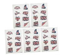 Baluue 5ensembles Stickers Tatouages Temporaires Visage Sport Fans Accessoires Portables Drapeau Royaume-uni Pour Fête Supporteurs Football