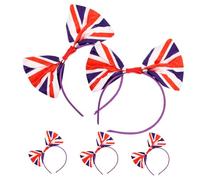 Baluue 5pièces Lot De Bandeaux Cheveux Épais à Nœud Décoratif Motif Drapeau Britannique Accessoire Festival Confortable Et Élégant Pour Supporters