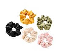 Baluue 5pièces Lot De Élastiques à Cheveux Extensibles De Couleur Unie Tissu Pour Queue De Cheval Accessoires Pour Cheveux Femmes Et Filles Assortiment