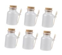 Baluue 6 ensembles Transparent Travel Powder Jars With Cork Lid And Wooden Spoon Leakproof Multi-use Bath Salt And Mask Powder Containers For Personal Care