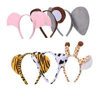 Baluue 6 Pièces Animal Ear Headbands Set For Adults Lightweight Fabric Cosplay Party Accessories Jungle Theme