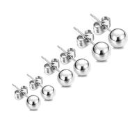 Baluue 6 pièces Boucles Oreilles Acier Inoxydable Petites Boules Post Earrings pour Femmes Élégantes et Durables Cadeau Anniversaire et Fête