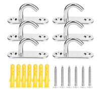 Baluue 6 pièces Crochet de Plafond et Mur Acier Inoxydable Anneau Ouvert Ovale pour Suspension Lampes Plantes et Bateaux Fixation Murale et Plafond