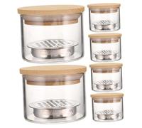 Baluue 6 Pièces Dappen Dish Set For Manicure Verre Épais avec Filtre Acier Inoxydable Nettoyeur de Pinceaux pour Gel Bol Multi-usage avec Couvercle Entretien Facile des Outils de Nail Art