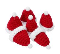 Baluue 6 Pièces Mini Knit Santa Hats With Pom For DIY Crafts Small Hand-crocheted Christmas Beanies For Doll Clothing Wine Bottle Toppers And Festive Decorations