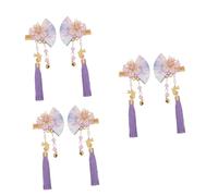 Baluue 6pièces Barrette à Cheveux Éventail Avec Et Pompons Accessoire Élégant Parfait Pour