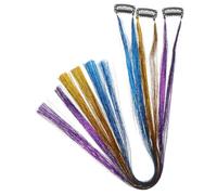 Baluue 6pièces Extensions De Cheveux Tinsel Brillantes Mèches Colorées Pour Fête Cosplay Et Événements Spéciaux