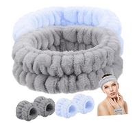 Baluue 6pièces Trousse De Toilette Avec Bandeaux Et Bracelets Pour Lavage Visage Maquillage Et Spa Et Confortables