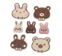Baluue 7 pièces Patchs Brodés Animaux Mignons pour Garçon Fille Écussons Couture Lapin et Ours pour Vêtements Sacs à Dos Jeans Vestes et Accessoires Textile