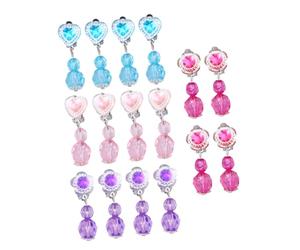 Baluue 8paires Boucles Oreilles à Clip pour Garçon Fille Adorables Fausses Boucles Oreilles avec Motifs de Dessins Animés pour Petites Filles Style Aléatoire