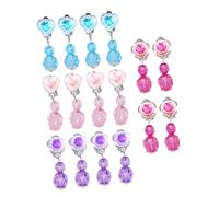 Baluue 8paires Boucles Oreilles à Clip pour Garçon Fille Motifs de Dessins Animés Décorations Oreilles Acrylique