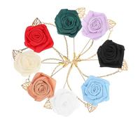 Baluue 8pièces Broches Roses Satin Pour Homme Avec Chaîne Pour Costume Mariage Smoking Lot