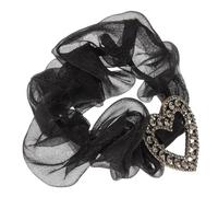 Baluue Anneau de cheveux hair charms hair toppers feist gala bracelets fete corde porte-queue de cheval attaches de cheveux vintage fille femmes cravate organza Black