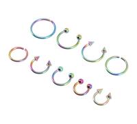 Baluue Anneaux de Nez Confortables à Porter Lot de 9 en Acier Inoxydable, Bijoux de Piercing Polyvalents Style Classique et Élégant pour Nez et Cartilage