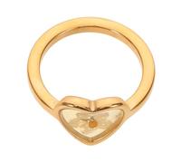 Baluue Bague Cœur en Acier Inoxydable Plaqué Or 18k Fleur Séchée Faite Main pour Femme Bijou Floral Esthétique Usage Quotidien Taille Unique