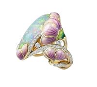 Baluue Bague fleur colorée pour femmes, anneau de fête élégant, métal, réutilisable, pour occasions spéciales et engagement