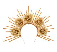 Baluue Bandeau Couronne D’Or - Couronne De Fleurs Diadème D’Or Couronne De Déesse Pour Les Femmes Costume De Mariage D’Halloween