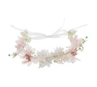 Baluue Bandeau de Mariée avec Perles Guirlande Bohème Ruban Couronne de Fleurs pour Cortège Nuptial et Photos de Mariage