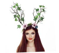 Baluue Bandeau Fleur Décoratif Serre-tête Thème Forêt Branche Arbre Cosplay Fête De Noël Avec Ruban Arrière Facile à Porter
