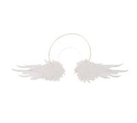 Baluue Bandeau Halo Blanc Ailes D’Ange, Accessoire de Coiffure pour Femmes, Pièce Costume Légère et Respirante, pour Carnaval, Fête et Cosplay