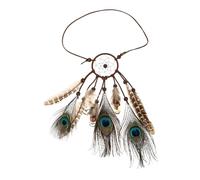 Baluue Bandeau Plumes Serre-tête Attrape-rêves à Plumes de Paon Coiffe Cosplay