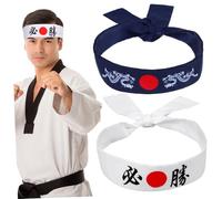 Baluue Bandeaux Japonerie Bandeau D'entraînement Sachet De 2 Taille Unique En Coton Blanc Et Bleu Dragon Confortable Homme Et Femme Pour Yoga, La Cuisine Et Sport
