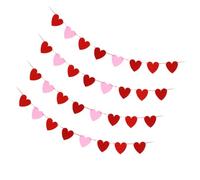 Baluue Bannière Murale Saint-valentin 4 Pièces en Feutre Rouge et Rose de Cœur, Décoration Suspendue pour Fête et Maison, Bannière Décorative Réutilisable Légère et Résistante