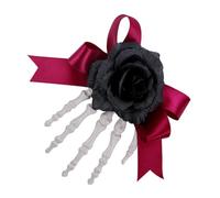 Baluue Barrette Halloween Main Squelette avec Rose Noire Accessoire Cheveux Femme pour Fêtes Costumées Épingle Fantaisie Gothique Décorative
