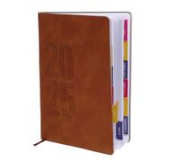 Baluue Bloc-Notes A5 Couleur Café 2025 Agenda Annuel 365 Jours Carnet de Notes Multifonction pour Bureau Maison et Voyage Organiseur Quotidien Pratique et Cahier Élégant