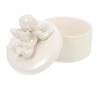 Baluue Boîte à Bijoux Céramique Ange Blanche Coffret Rangement Bibelots Délicat et Compact pour Bagues et Colliers Décor Élégant pour Maison et Bureau