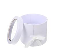 Baluue Boîte à Fleurs Légère et Pratique Blanche Double Couche Ronde en Papier et Tissu pour Roses et Petits Chrysanthèmes, pour Anniversaire et Fête des Mères