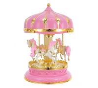 Baluue Boîte à Musique Carrousel Lumineuse - Manège Musical Rotatif avec Chevaux Et Lumières LED Multicolores, Décoration de Chambre Et Cadeau pour Fille, Bébé Et Enfant, Rose