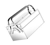 Baluue Boîte à Outils Pliable Acier Inoxydable Double Mallette de Rangement Portable Résistante Corrosion pour Outils Ménagers Réparation