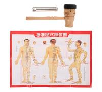 Baluue Boîte Chauffante Moxa Portable en Bois avec Poussoir et Schéma Points D'acupuncture, Accessoire de Moxibustion Ergonomique pour Thérapie Travail Voyage