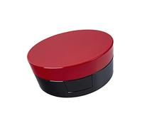 Baluue Boîte De Maquillage Ronde Rouge Avec Miroir Conteneur Cosmétique à Deux Couches Pour Fond De Teint Et Blush Pour Voyage