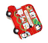 Baluue Boîte de Rangement en Métal Rouge de Voiture de Noël avec Couvercle Hermétique Boîte à Biscuits et Bonbons Festive Contenant Noël Réutilisable pour Présents et Décorations de