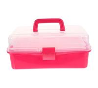 Baluue Boîte de Rangement Plastique Translucide Rose Fuchsia Organisateur d'Outils de Nail Art Portable Poignée Caisse Multifonction pour Manucure Beauté et Soins Personnels 1 Pièce