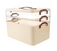 Baluue Boîte de Rangement pour Remède en Plastique Crème à Trois Compartiments avec Poignée - Grand Pilulier Multifonction pour Maison Bureau et Voyage - Résistant à L’Humidité