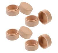 Baluue Boîte Ronde en Bois de Hêtre pour Dents de Lait Petite Boîte à Bijoux Couvercle Hermétique Lot de 4 Unisexes Souvenir d'Enfance et Bagues