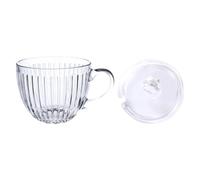 Baluue Bol à Petit-déjeuner en Verre avec Couvercle, Grand Gobelet à Céréales Transparent 500 Ml, Tasse à Lait en Verre Cuisine et Petit-déjeuner, Bol à Dessert Pratique et Décoratif