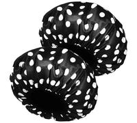 Baluue Bonnet de Bain Imperméable pour Femmes, Lot de 2 Pièces Bande Élastique, Design Classique à Pois, Tissu Épais et Pliable, pour Voyage et Nettoyage