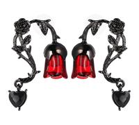 Baluue Boucles D’Oreilles Gothiques en Alliage Légères pour Adolescentes Paire Pendante Roses Rouges et Épines Bijoux pour Halloween et Usage Quotidien Décoration D’Oreille Unique